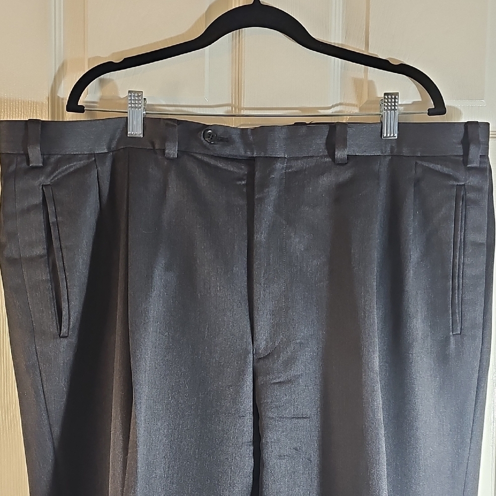 Samuelsohn Wool Charcoal Dress Pants Pleated Cuffed 42REG Altered 29" Inseam